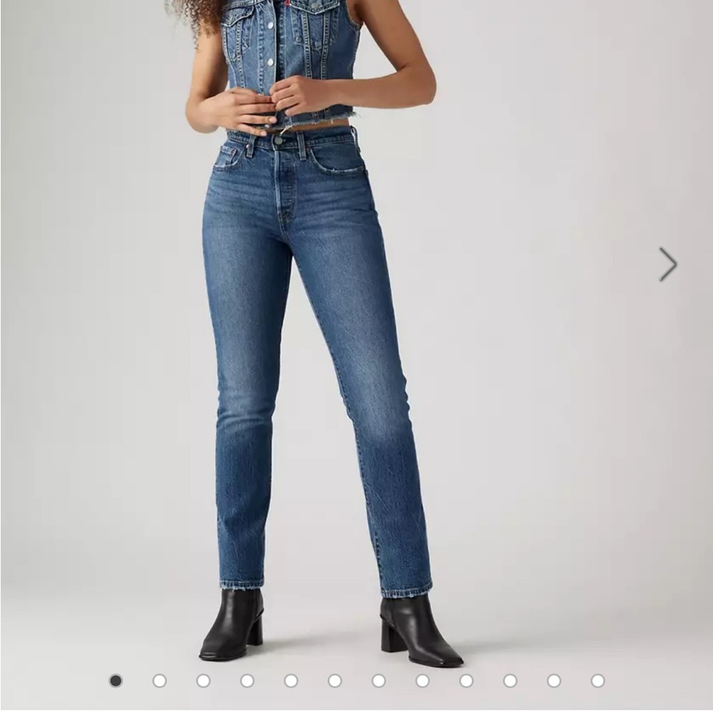 Levi’s 501 Jeans- Medium Wash, low stretch “Erin Can’t Wait”